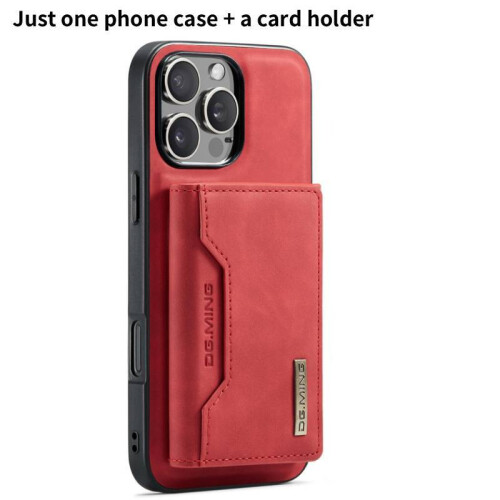 (Red, 15 Pro) Solid Color For Dgming Magnetic Wallet Phone Case With Holder Design Card