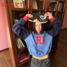 (XL) Girls Long Sleeve Hoodie With Spliced Letter Design For Spring Autumn Daily Use