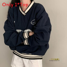 (M) Girl V Teen Neck Pullover With Spliced Letter And Number Print Casuals Spring For