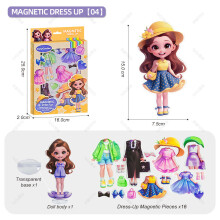 (Blue Group)Adesivo magnetico bambina dressup giocattolo con accessori moda fai da te per bambini gioco