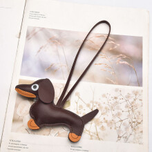 (Dark Brown)Dackel Hundeform Schlüsselhalter Pu Leder Schlüsselanhänger für Schlüssel und Tasche Dekor