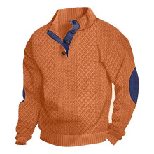 (Orange, 3XL) Stylish Mens Spring Knit Sweater With Patterned Fabric Round Neck Daily Use For