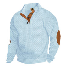 (Blue, 2XL) Stylish Mens Spring Knit Sweater With Patterned Fabric Round Neck Daily Use For