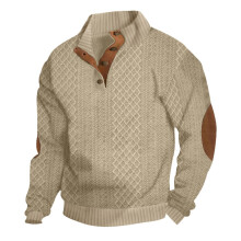 (Khaki, 5XL) Stylish Mens Spring Knit Sweater With Patterned Fabric Round Neck Daily Use For