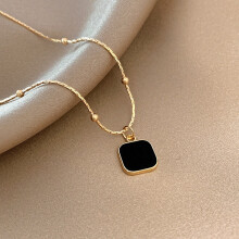 Fashionable And Versatile Black Geometric Necklace Ins Style Alloy Collar Women For Chain