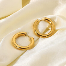 Goldplated Stainless Elegant Steel Geometric Hoop Earrings 18k Gold Titanium Circle Earrings Steel