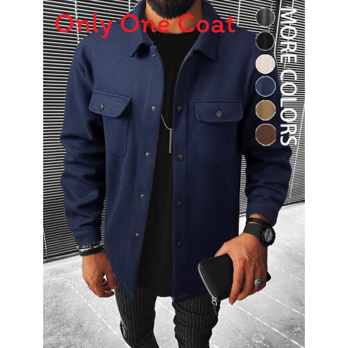 (Blue, S) Polyester Fabric Casual Jacket For Teens With Stand Collar Multiple Pockets And