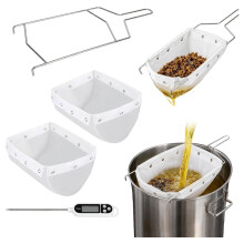 Deep Fryer Oil Filter Bags with Frame & Oil Thermometer,Reusable Oil Strainer for Commercial&Home Kitchens,Easy to Clean
