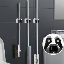 Wall Mounted Mop Broom Holder Clips, Stainless Steel Heavy Duty Organizer Rack for Kitchen Bathroom Storage Hanging