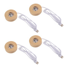 4Pcs LED Round Lighted Base Desktop Decorative Lights Base Night Light for Home Illuminate 3D Crystal Glass Resin Art C