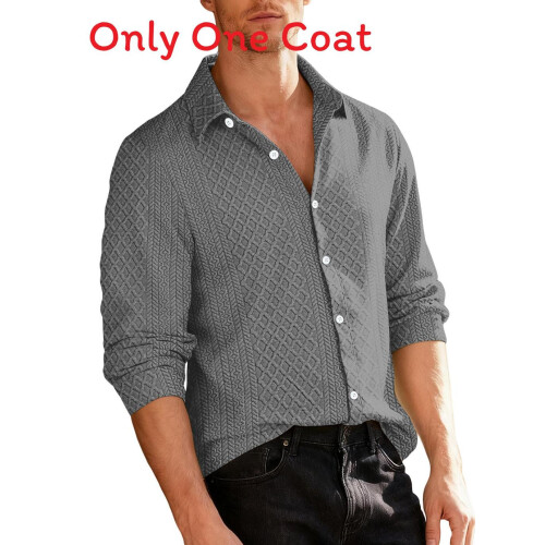 (Gray,3XL)Trendy Knit Buttonfront Jacket With Polyester Fabric For Casual Wear Active Men
