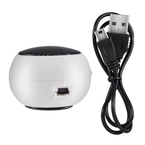 Altoparlante Portatile da Viaggio per Computer con Jack da 3,5 mm e Batteria Integrata per Cellulari, MP3 e PC, Colore Bianco