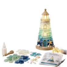 DIY Verlichte Vuurtorenset in Zeeglasstijl - Beginnersvriendelijke Handleiding voor Het Decoreren met Glasonderdelen, Handgemaakt