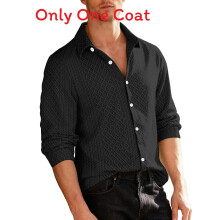 (Black,L)Trendy Knit Buttonfront Jacket With Polyester Fabric For Casual Wear Men Active