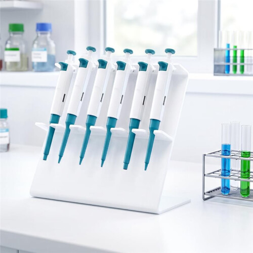 Supporto per Pipette, Supporto Lineare da Laboratorio per Pipette, In Plastica, per un Massimo di 6 Pipette. 1