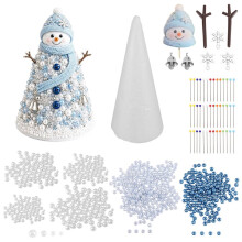 DIY-Weihnachtsbaum-Set mit Perlen, Schneemann-Weihnachtsbaum-Set, Handgefertigte Schreibtisch-Weihnachtsdekoration mit Perlen