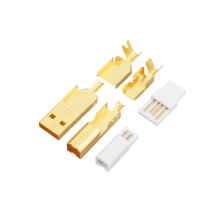 Gold Plated USB A to B Connector, Type A-B Plug, for DIY HiFi USB Cable Replacement, Audio Grade USB Wire Repair