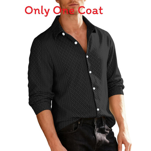 (Black,3XL)Trendy Knit Buttonfront Jacket With Polyester Fabric For Casual Wear Active Men