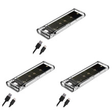 3X M.2 NGFF SSD Case USB Type C 10Gbps PCI-E M2 SSD Transparent External Enclosure Hard Disk Box
