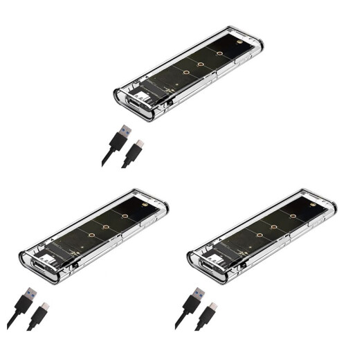 3X M.2 NGFF  SSD Case USB Type C 10Gbps PCI-E M2 SSD Transparent External Enclosure Hard Disk Box