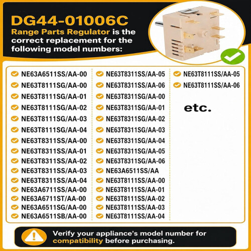 DG44-01006C Surface Infinite  for  Range Surface Element Control Infinite  Replaces for PER001-12D 2