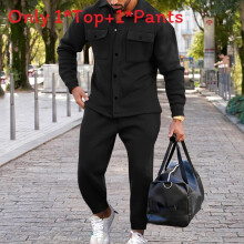 (Black,XL)Ensemble vêtements homme tendance automne avec couleurs unies pour sorties décontractées mode