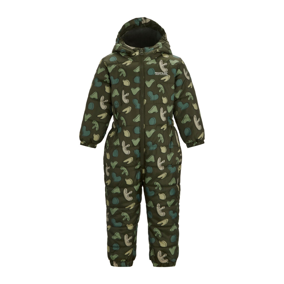 Regatta (12-18 Months, Dark Khaki) Childrens/Kids Penrose Splodge Quilted Puddle Suit
