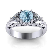 (6)Eleganter blauer Edelstein Ring mit galvanisierter Oberfläche für Frauen Geschenk Verlobung