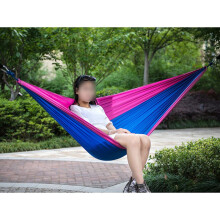 (Pink+Royal Blue)Double Person Parachute Nylon Hammock Outdoor Travel Camping Swing Hanging Bed
