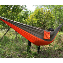 (Gray+Orange)Double Person Parachute Nylon Hammock Outdoor Travel Camping Swing Hanging Bed