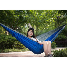 (Gray+Blue)Double Person Parachute Nylon Hammock Outdoor Travel Camping Swing Hanging Bed