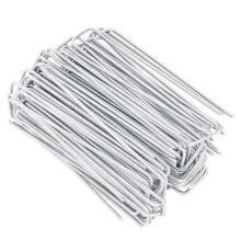 100x Galvanised Steel Weed Membrane Pins Ground Stakes Garden Pegs - 6 inch