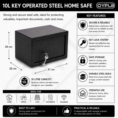 10L Key Operated Steel Safe Box Security Home Office 2