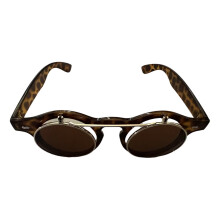 (Dark Leopard)Uv400 Protection Sunglasses Half Frame For Outdoor Activities Lightweight Retro