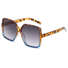 (Leopard+Blue)Women Large Shield Oversized Square Sunglasses Shades Outdoor Glasses Eyewear
