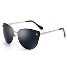 (Black)Women Sunglasses Driving Fashion Cat Eye Mirror Eyewear Sun Protection Gift