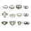 (Silver)12 Stück Retro Rock Geometrie Ringe Set Opal Stein Strass Emaille Ring geschnitzt 1