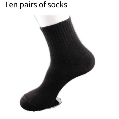 (Black)Sports Socks Polyester Cotton Men Solid Color Simple Fashionable Casual And