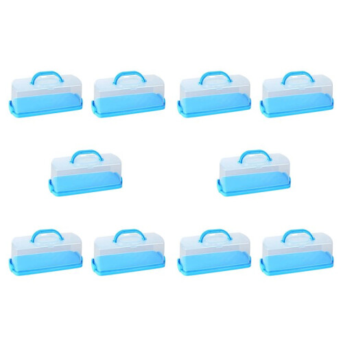 10X Portable Bread Box with Handle Loaf Cake Container Rectangular Food Storage Keeper Carrier 13 Inch Translucent Dome
