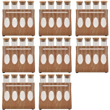 8X Granos de Café de Madera Soporte de Estante de Exhibición de Té Tubo de Ensayo de Vidrio Almacenamiento Sellado Adornos Decorativos Frasco de