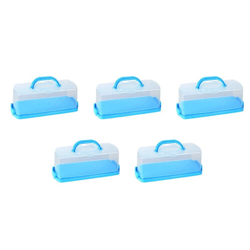 5X Portable Bread Box with Handle Loaf Cake Container Plastic Rectangular Food Keeper Carrier 13 Inch Translucent Dome 1