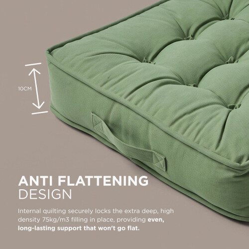 Homescapes (Forest Green) Cotton Armchair Booster Cushion 1