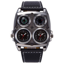 Compass Watch Mens Dual Time Zone, Military Sports Quartz Watch in Black with Decor, Easy to Use and Store, Great Value for Everyday Use