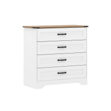 (White) (4 Drawer) Panelled Chest of Drawers Storage Unit