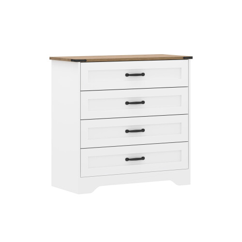 (White) (4 Drawer) Panelled Chest of Drawers Storage Unit
