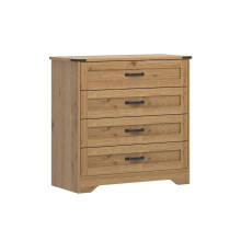 (Oak) (4 Drawer) Panelled Chest of Drawers Storage Unit