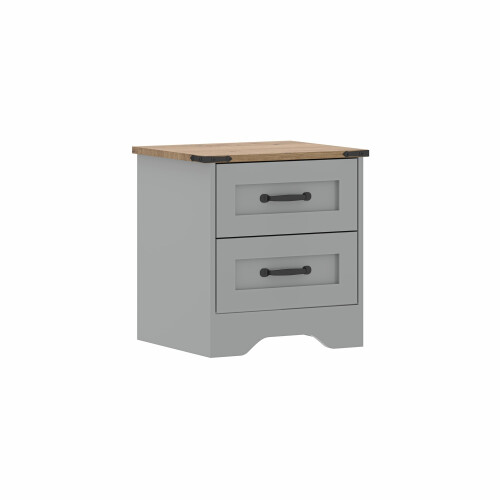 (Grey) (2 Drawer) Panelled Chest of Drawers Storage Unit