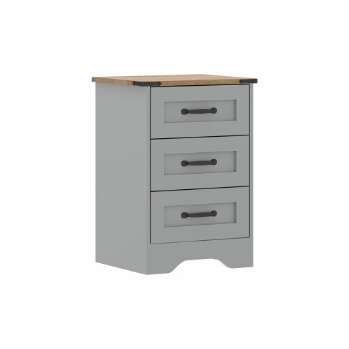 (Grey) (3 Drawer) Panelled Chest of Drawers Storage Unit