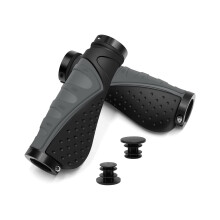 Ergonomic Non Slip Rubber Bike Handlebar Grips with Aluminum Collars, Gray Bicycle Grips for 22 mm Handlebars,  Riding Comfort for Daily Cycling