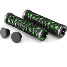Pair of Ergonomic Non Slip Mountain Bike Handlebar Grips with 2 End Caps, Double Lock Design for 22 mm Bars in Green,  Riding Comfort
